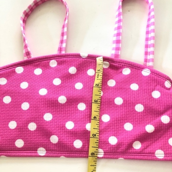 Cat & Jack Girls Pink Gingham Spots Polka Dots Bandeau Bikini Set Sz XXL (16-18) - Picture 10 of 14